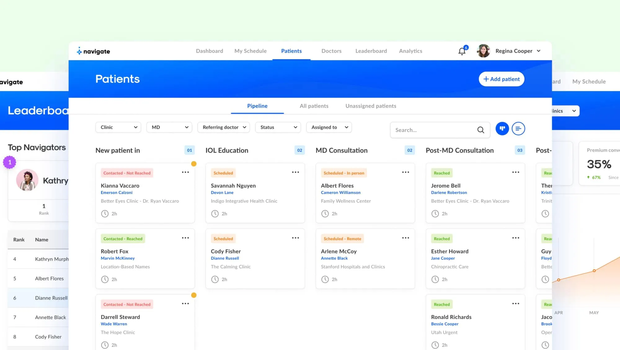 Front-end development on Navigate Patient — screen 3